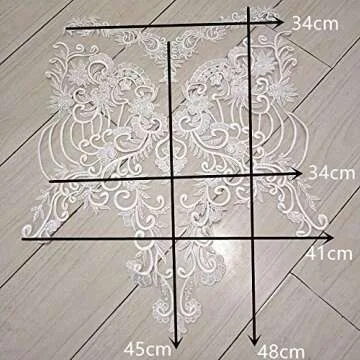 Bridal Dress Lace Applique Shimmery Sequined Embroidery Flower Patch Bodice Lingerie Sewing Motif