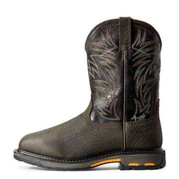 ARIAT mens Workhog Wide Square Toe H2o Metguard Work Boot, Bruine Brown/Crazy Black, 10.5 US