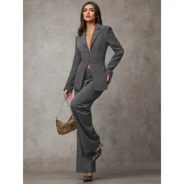 Work Blazers for Women Hollow Back Strap Long Sleeve Blazers Fall Clothes Winter(Medium) Dark Grey