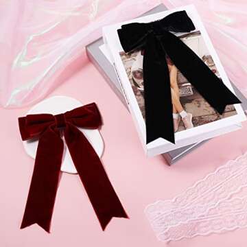 Velvet Hair Accessories Set: Classy Bow Hair Ties, Cute Hair Clips, Swallow Tail Headdress for Women...