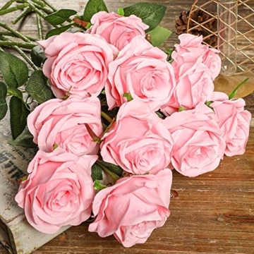 Kisflower 12Pcs Realistic Artificial Silk Roses for Any Occasion