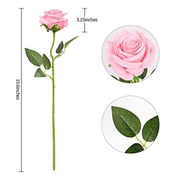 Kisflower 12Pcs Realistic Artificial Silk Roses for Any Occasion