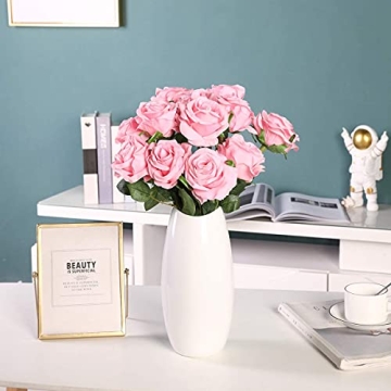 Kisflower 12Pcs Realistic Artificial Silk Roses for Any Occasion