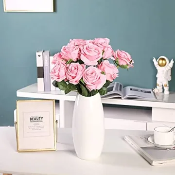 Kisflower 12Pcs Realistic Artificial Silk Roses for Any Occasion
