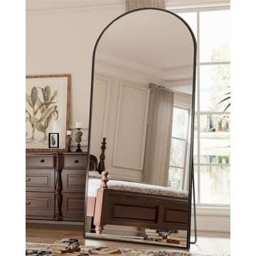 Antok Full Length Mirror, 71"x28" Arched Floor Mirror, Glassless Mirror Full Length with Stand, Floor Mirror Freestanding, Wall Mounted Mirror for Living Room, Black