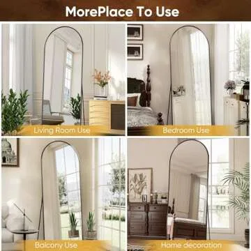 Antok Full Length Mirror, 71"x28" Arched Floor Mirror, Glassless Mirror Full Length with Stand, Floor Mirror Freestanding, Wall Mounted Mirror for Living Room, Black