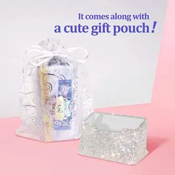 TISHAA Business Card Holder Stand - Bling Name Cards Office Desk Desktop Table Top Organizer Luxury Display Pocket Case Accessories White Crystal Rhinestone Glitter (White)