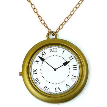 Skeleteen Jumbo Gold Clock Necklace - White Rabbit Clock, Hip Hop Rapper Clock - 1 Piece
