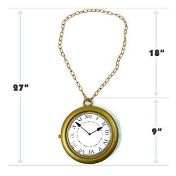 Skeleteen Jumbo Gold Clock Necklace - White Rabbit Clock, Hip Hop Rapper Clock - 1 Piece