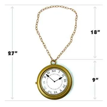 Skeleteen Jumbo Gold Clock Necklace - White Rabbit Clock, Hip Hop Rapper Clock - 1 Piece