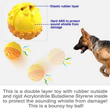 FFDOGGY Dog Giggle Ball Interactive Squeaky Toys Puppy Wobble Wag Talking Balls for Chewers Durable Rubber Fun Sounds When Rolled or Shaken Best Toy with Squeaker to Keep Them Busy Babble Gift C