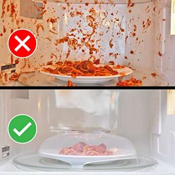 HOVER COVER Magnetic Microwave Splatter Cover, Clear Microwave Cover for Food - Vented & Magnetic Mi...