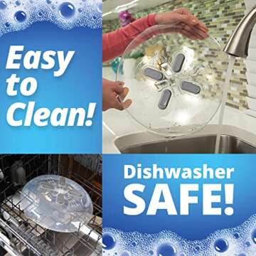 HOVER COVER Magnetic Microwave Splatter Cover, Clear Microwave Cover for Food - Vented & Magnetic Microwave Food Cover, 12-inch, BPA-Free - Gray