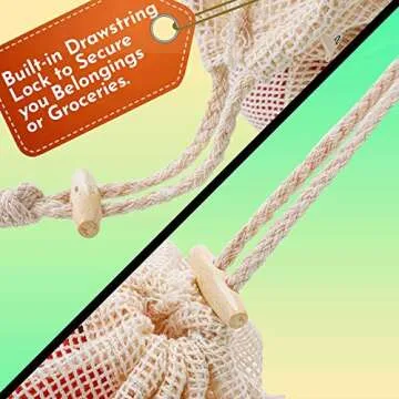 ECOTREES Reusable Produce Bags, Organic Cotton Mesh Grocery Bags, Eco-friendly Foldable Washable Cotton Grocery Bags with Drawstring Lock for Shopping & Storage. Tare Weight Tag(8 PACK)