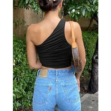 MOKORU One Shoulder Sexy Crop Top - Stylish and Comfortable