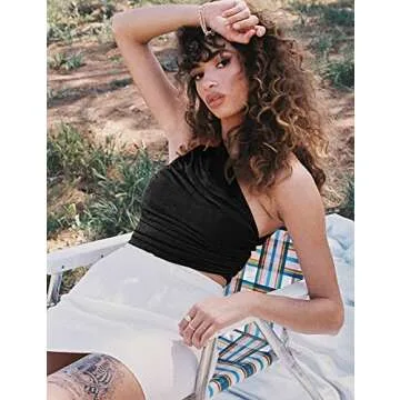 MOKORU One Shoulder Sexy Crop Top - Stylish and Comfortable