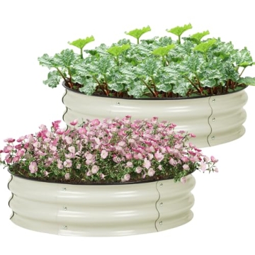 Aoodor 2-Piece Galvanized Raised Garden Bed Kit, 9" Tall Aluzinc Metal 30" Round Planter Boxes for V...