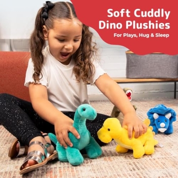 PREXTEX Cute 4pk Plush Dinosaur Stuffed Animals for Kids