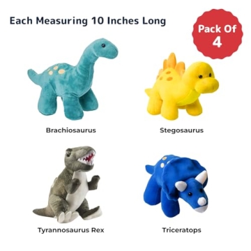 PREXTEX Cute 4pk Plush Dinosaur Stuffed Animals for Kids
