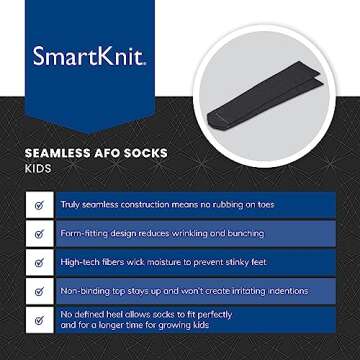 SMARTKNIT Kids Seamless AFO Interface Socks (Gray, Child Regular)