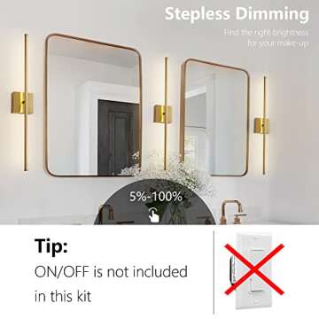 KARTOOSH Hardwired Wall Sconces Set of Two,Modern Dimmable Wall Sconces, 350° Rotate, LED Wall Light Fixtures, 3000K Warm Light Wall Lamp for Bathroom, Living Room,27.8 Inch Brushed Brass (2 Pack)