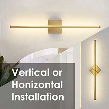 KARTOOSH Hardwired Wall Sconces Set of Two,Modern Dimmable Wall Sconces, 350° Rotate, LED Wall Light Fixtures, 3000K Warm Light Wall Lamp for Bathroom, Living Room,27.8 Inch Brushed Brass (2 Pack)