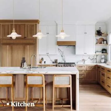 Shenmoyl Pendant Light with White Lotus Glass Lmapshade, Brass Vintage Pendant Light Adjustable Hanging Light for Kitchen Island Dining Room Hallway