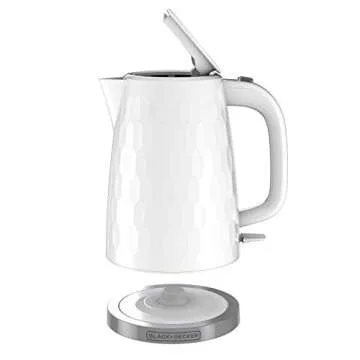 BLACK+DECKER 1.7L Cordless Electric Kettle, KE1560W, Premium Texture, Water Window, Rapid Boil, Auto Shutoff, White