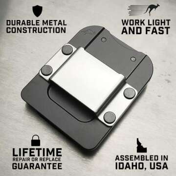 Holstery DriverMaster PRO | Clip-On Tool Belt Drill Holder - Simple Hook Holster for Cordless Drill, Impact, Nailer, Tape Measure, or Any Tools with Hanger Clips - All Metal, Black