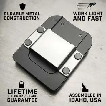 Holstery DriverMaster PRO | Clip-On Tool Belt Drill Holder - Simple Hook Holster for Cordless Drill, Impact, Nailer, Tape Measure, or Any Tools with Hanger Clips - All Metal, Black