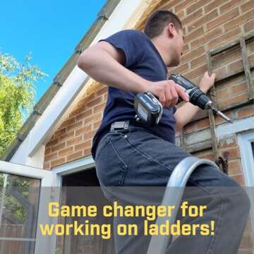 Holstery DriverMaster PRO | Clip-On Tool Belt Drill Holder - Simple Hook Holster for Cordless Drill, Impact, Nailer, Tape Measure, or Any Tools with Hanger Clips - All Metal, Black