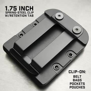 Holstery DriverMaster PRO | Clip-On Tool Belt Drill Holder - Simple Hook Holster for Cordless Drill, Impact, Nailer, Tape Measure, or Any Tools with Hanger Clips - All Metal, Black