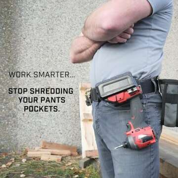 Holstery DriverMaster PRO | Clip-On Tool Belt Drill Holder - Simple Hook Holster for Cordless Drill, Impact, Nailer, Tape Measure, or Any Tools with Hanger Clips - All Metal, Black