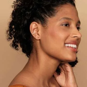 PAVOI 14K Yellow Gold Plated 1.5mm Cubic Zirconia Sparkling Round Huggie Ear Cuff Gold Earrings for Women | Clip On Cartilage