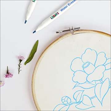 LEONIS Water Erasable Fabric Marking Pen Blue 10 Pack