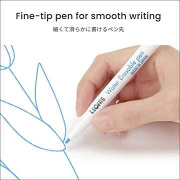 LEONIS Water Erasable Fabric Marking Pen Blue 10 Pack