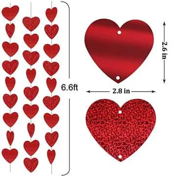 Valentine's Day Glitter Heart Swirl Hanging Decoration - Bridal Shower, Engagement, Anniversary,Wedding Party Decorations (Shinny Red)