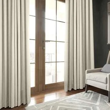 HPD Half Price Drapes Italian Faux Linen Curtains 84 Inches Long Room Darkening Curtains for Bedroom and Living Room 50 X 84, (1 Panel), Parchment Cream