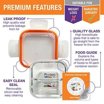 Portion Perfection Bariatric Must Haves / 3 Pk Bariatric Meal Prep Containers Reusable Glass Portion Control Container | Gastric Sleeve Must Haves | Bari Preppers