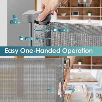 Retractable Baby Gate with Cat Door for Pets 55" Wide