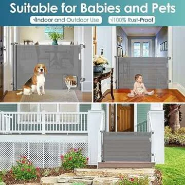 Retractable Baby Gate with Cat Door for Pets 55" Wide