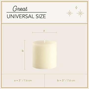 Melt Candle Pillar Candles, 3 Pack - Ivory Home Decor Gift