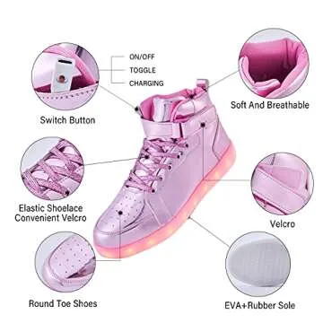 Kids LED Light Up High Top Sneakers for Parties
