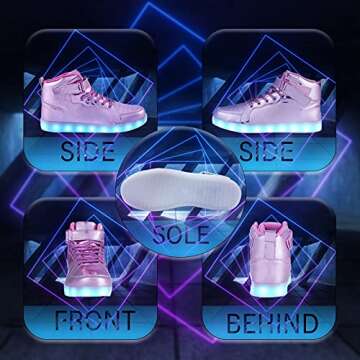 Kids LED Light Up High Top Sneakers for Parties