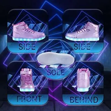 Kids LED Light Up High Top Sneakers for Parties