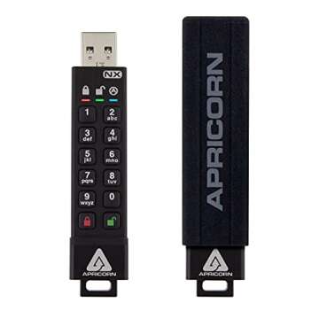 Apricorn Apricon Aegis Secure Key 3NX: Software-Free 256-Bit AES XTS Encrypted USB 3.1 Flash Key with FIPS 140-2 level 3 validation, Onboard Keypad, and up to 25% Cooler Operating Temperatures.