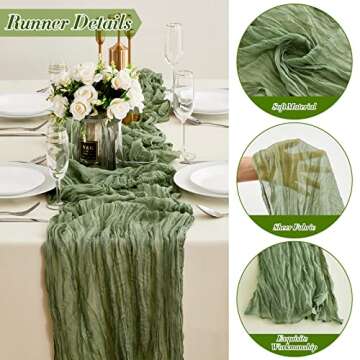 Sage Green Cheesecloth Table Runner for Elegant Events