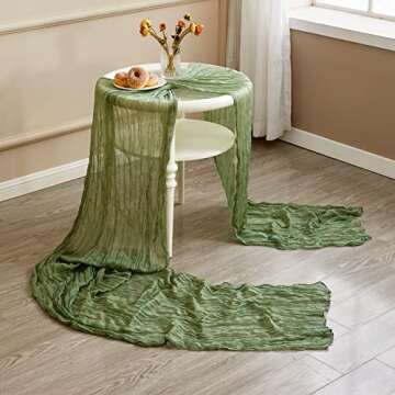 Sage Green Cheesecloth Table Runner for Elegant Events