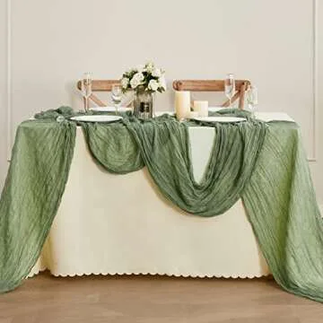 Sage Green Cheesecloth Table Runner for Elegant Events