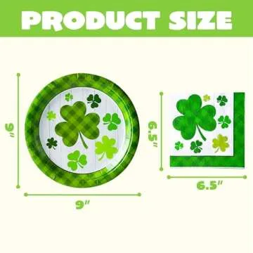 JOYIN 100PCS St. Patrick’s Party Plate and Napkin Set, 50 Green Shamrock Plaid Plates and Paper Napkin, Clover Designs for St Patrick’s Day Tableware, Party Supplies
